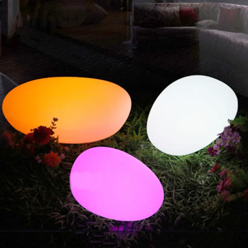 Solar Garden Lights Glow Cobble Stone Shape Outdoor Solar Light Waterproof Color Changing Landscape Lights with Remote Control