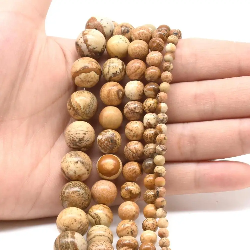 Wholesale Genuine Picture Jasper Beads 4mm 6mm 8mm 10mm 12mm Round Gem Stone Loose Beads For Jewelry,1 of 15