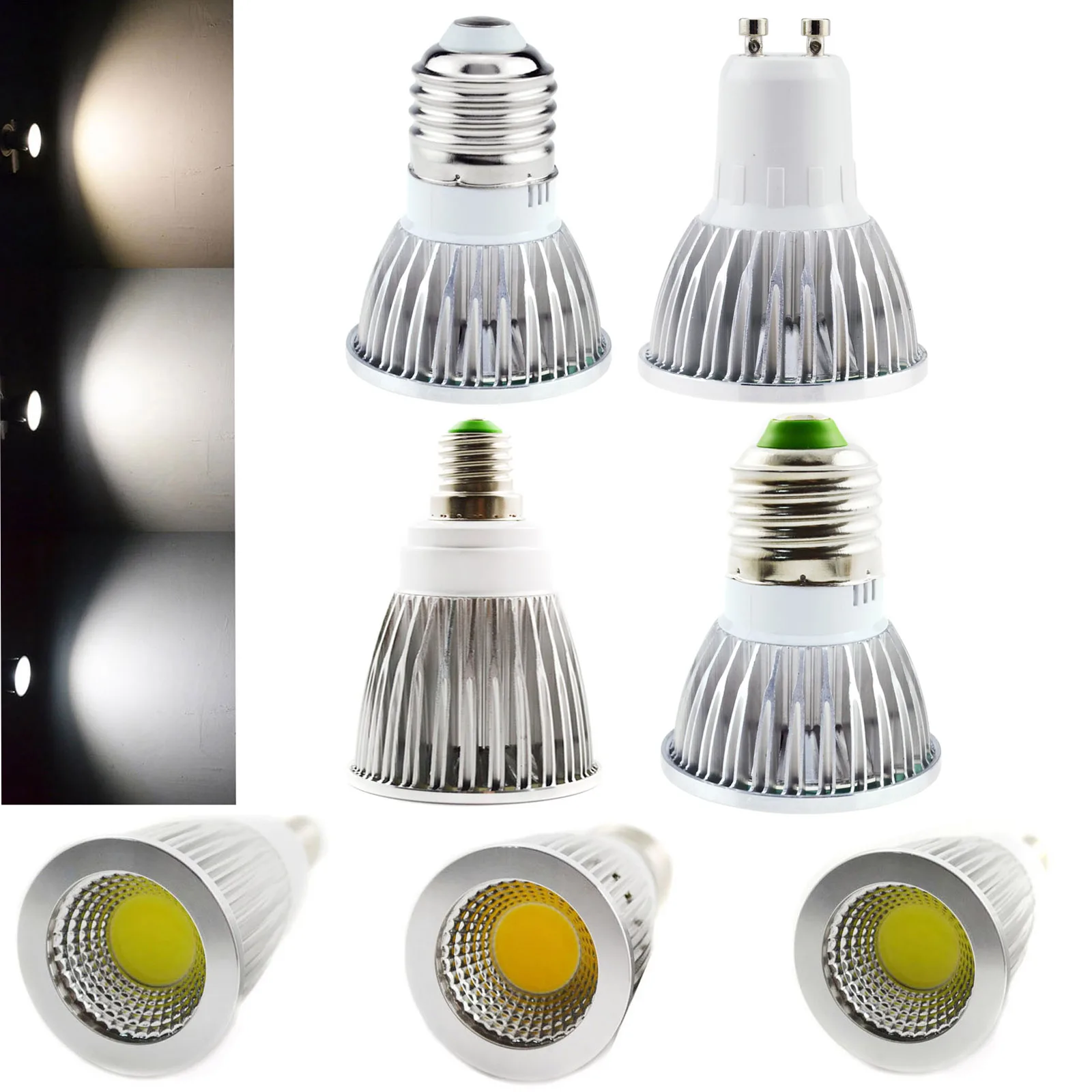 COB LED Spotlight 9W 12W 15W LED Lights E27 E14 GU10 220V MR16 12V COB LED Bulb Warm White Cold White Lampada LED Lamp 110V