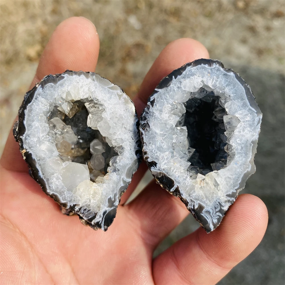 2Pc Crystal Natural Mexico Stone Pattern Agate Geode Aura and Rune Rock Altar Witchcraft Supplies Home Spirit Decoration