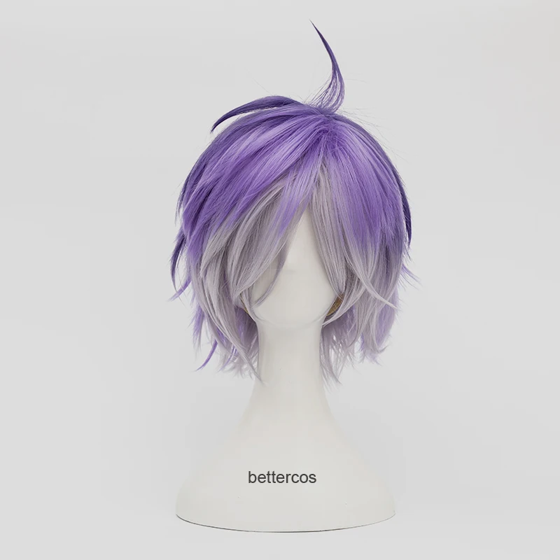 Anime Diabolik Lovers Sakamaki Kanato Wig Cosplay Men Short Purple Ombre Heat Resistant Synthetic Hair Wigs + Free Wig Cap