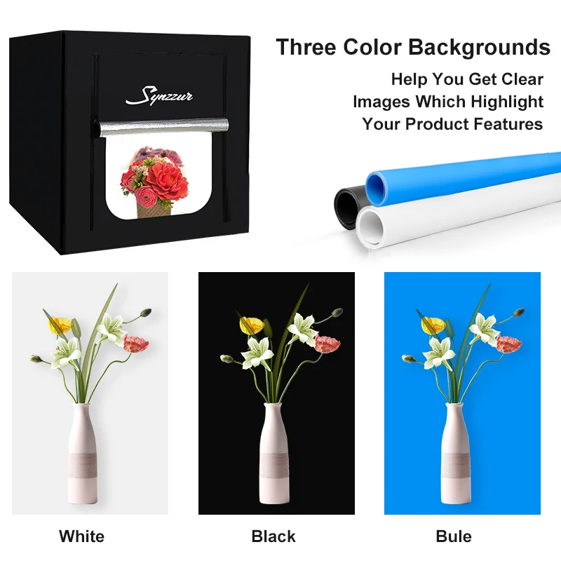 CAJA PLEGABLE derecha LED para fotografía, Softbox para estudio fotográfico, Carpas de tiro regulables, 100/120/160/200cm