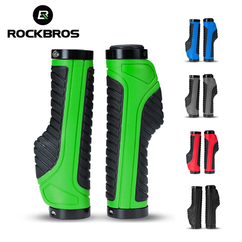 ROCKBROS Handlebar Grips MTB Road Bike Double Lock Rubber Bicycle Grips Anti-skid Shock-absorbing Soft Bike Grips Handlebar bmx