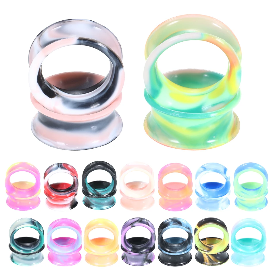 32pcs/lot Silicone Flexible Ear Flesh Tunnel Plug Piercings Mixed Colors Earlet Gauges Expansion Piercing Body Jewelry 3MM-25MM