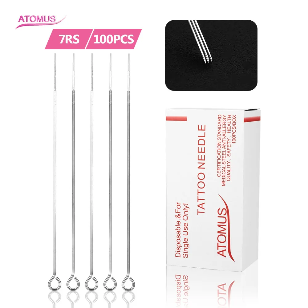 

100pcs 7RS Tattoo Needles Disposable Tattoo Medical Assorted Sterilized For Machines Gun Liner Shader Permanent Makeup