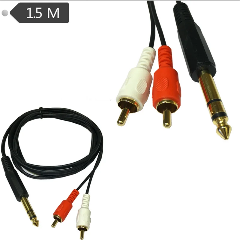 6.35mm large 3-core 6.5-rpm RCA double lotus head audio  6.5-fen2 1.5m cable