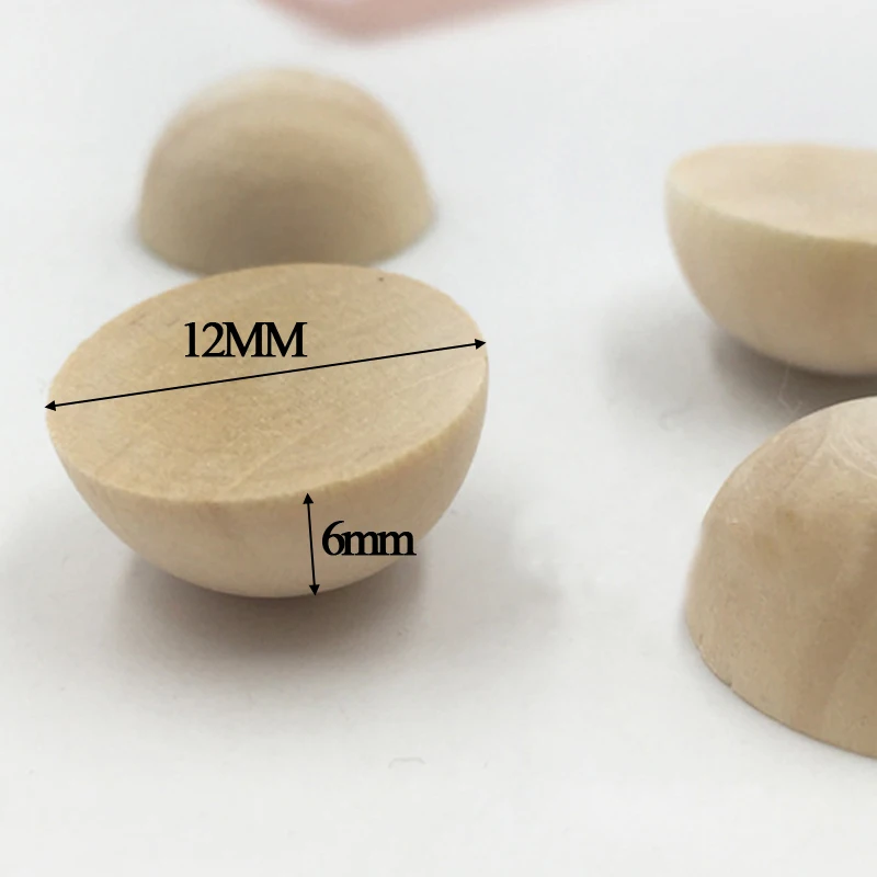 DIY 50pcs Wooden Handicraft Lotus Wood Log Color Half Round Ball Wood Beads For Painting Crafts Work Toys Making