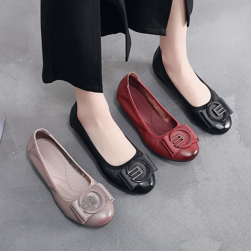 

New Fashion Flats for Women Genuine Leather Shoes Fashion Ladies Single Shoes Cow Leather Women Casual Shoes YX3883