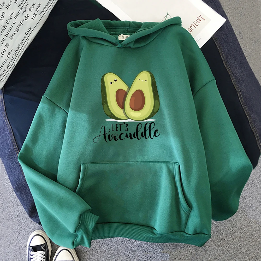 Oversized Hoodies Cartoon Avocado Print Sweatshirt Clothes for teens Women Punk Kpop Clothing Loose Fleece Hoodie Spring Tops