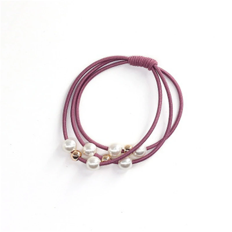 10 stücke Grundlegende Knoten Perlen Elastische Haar Bands Für Frauen Mädchen Solide Pferdeschwanz Halter Gummi Scrunchies Haar Zubehör Großhandel – Detail 8
