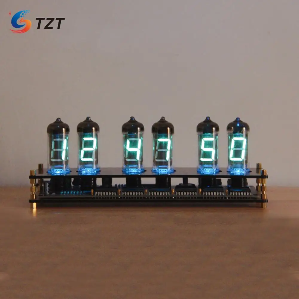 TZT IV11 VFD orologio fluorescente Nixie Tube Clock 6 colori Display della luce ora data temperatura