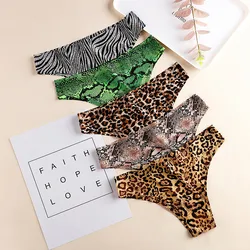 Woman Underwear Panties Sexy Seamless Ice Silk Thin Sports Underpants Leopard Tiger Zebra Python Print Female Panties Briefs