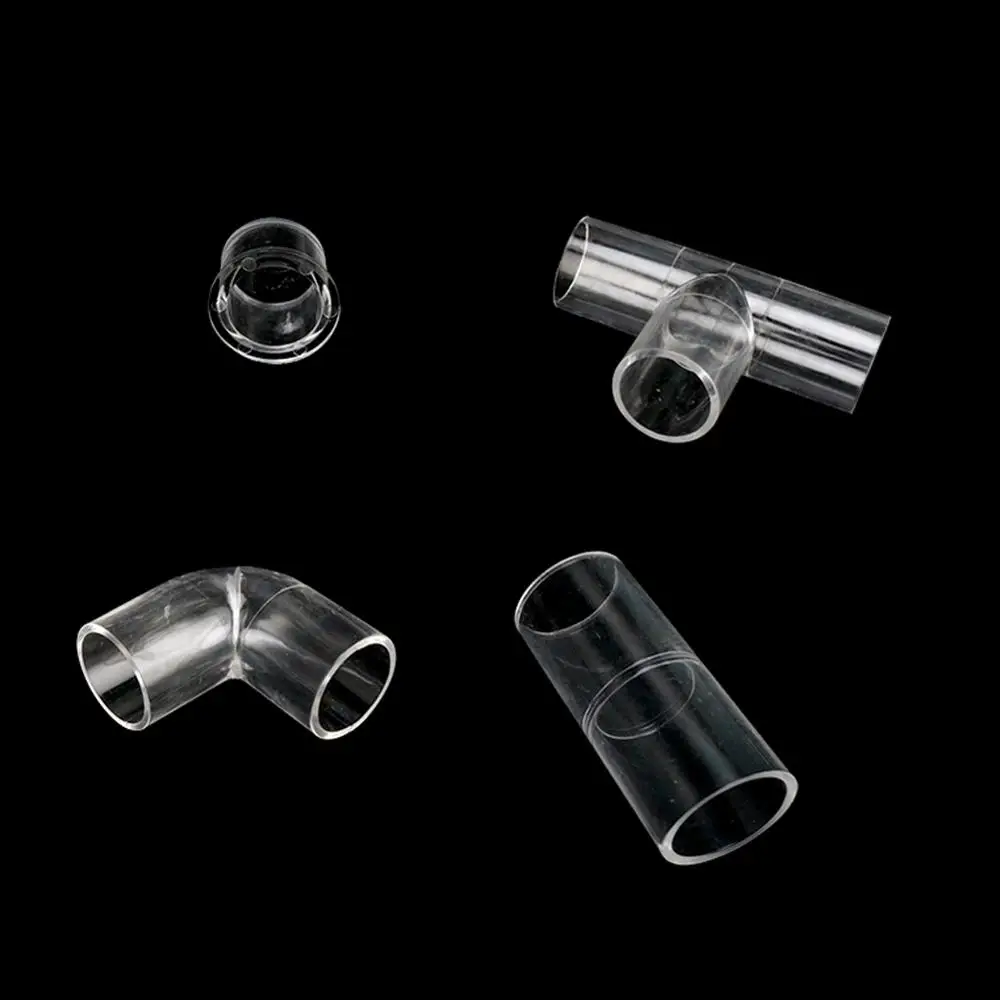 Inner Diameter 20mm Transparent Acrylic Connector Tee Straight Elbow Coupling Adapter End Caps Fish Tank Aquarium Pipe Fittings