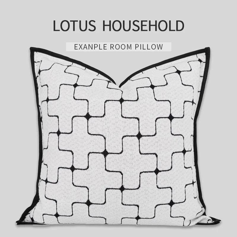 New Arrive Black And White Line Cross Stitch Cushion Cover Nordic Home Decorative Pillowcase 45X45 Sofa Throw Pillows Cover