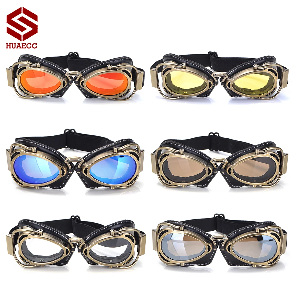 Motorcycle Glasses Goggles Retro Vintage Riding Eye Wear Sun Windproof Goggles for Cafe Racer Pilot Helmet Glasses