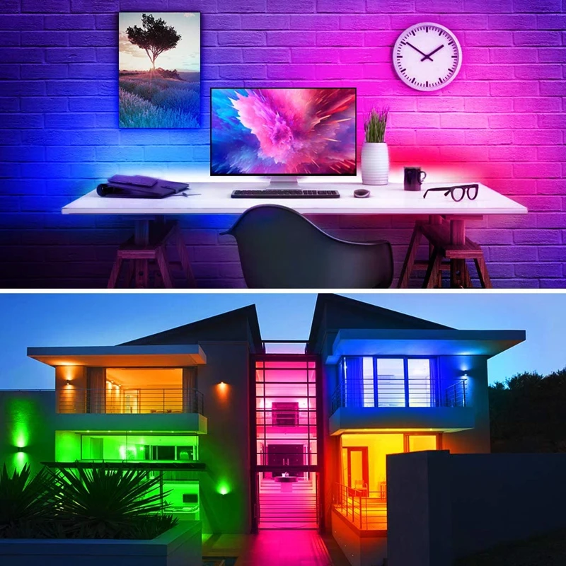 Wifi Led Strip Muziek Ritme Lichten Bluetooth Rgb Led Light 5050 Smd Flexibele 20M Tape Diode DC12V Wifi Controle + Adapter