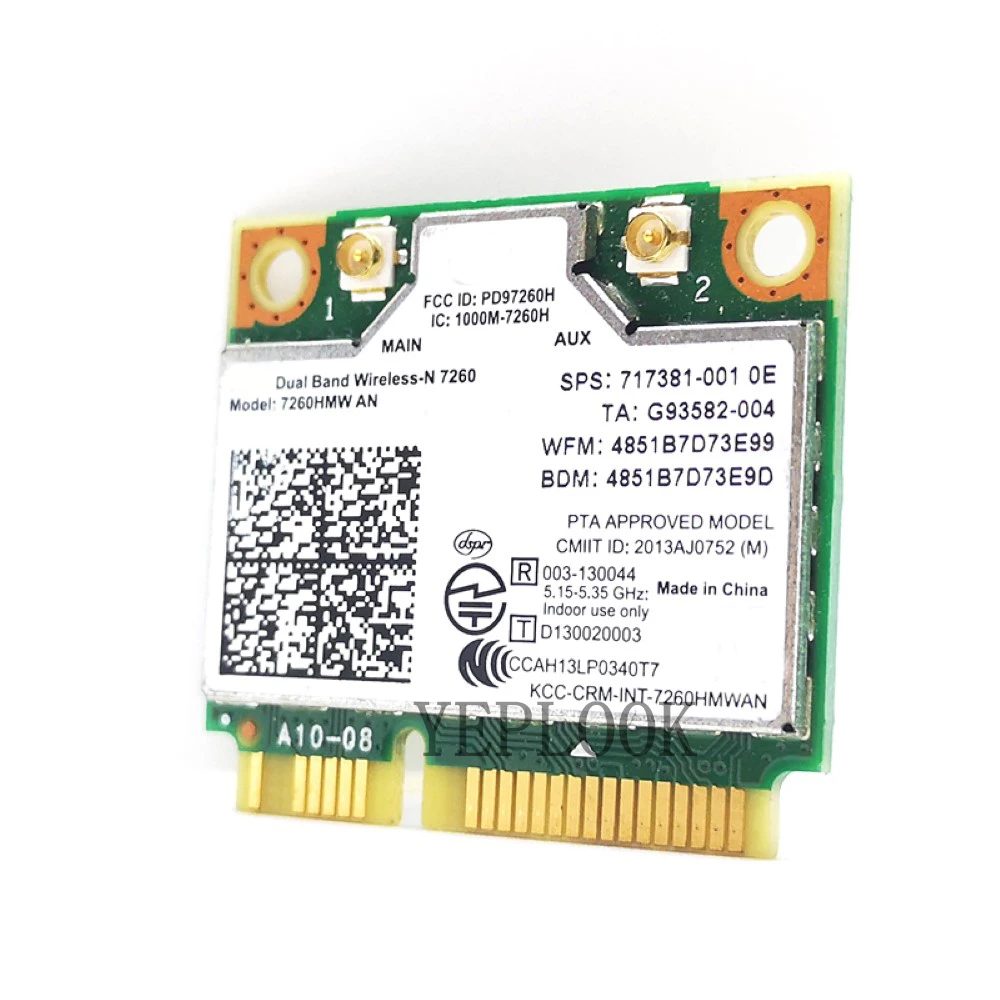 Wifi Card 7260AN 7260HMW AN 300Mbps Dual Band 2.4G/5Ghz Bluetooth 4.0 Half Size Mini PCI-E Network Card General Version