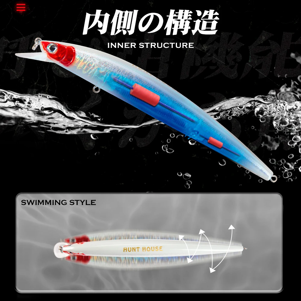 Hunthouse tide slim wobblers minnow 148mm 22.8g floating minnow fishing lure hard bait isca sea bass leurre brochet beach fish