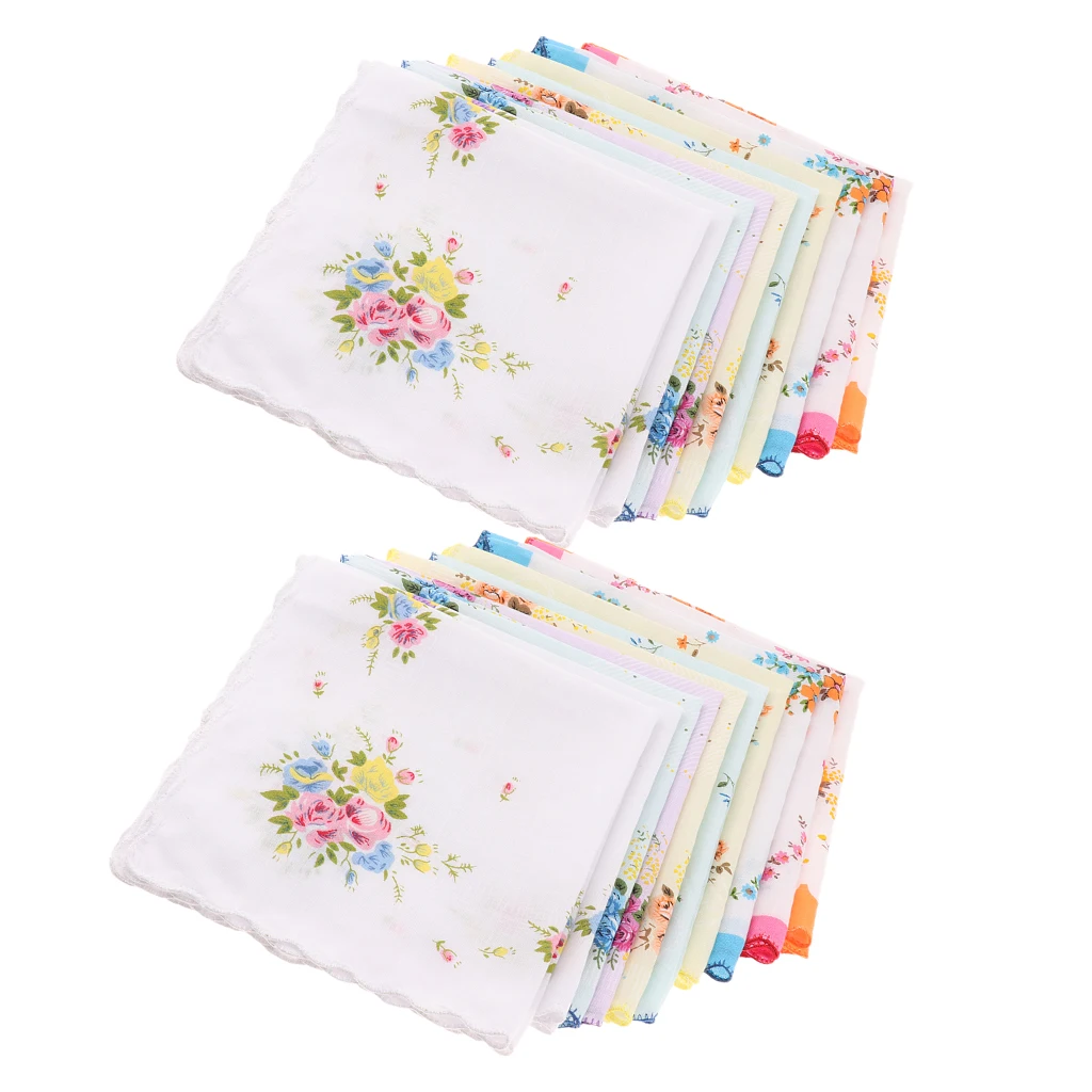 20x Lady Soft ^Pure^Cotton}} Handkerchiefs Vintage Wedding Hankies 12\'\'