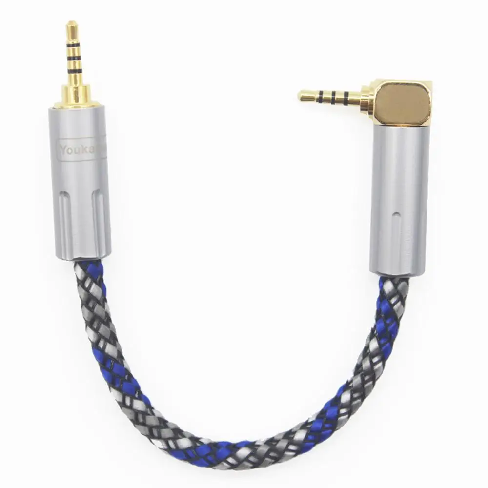 2.5mm Right Angle Male to 2.5mm Male 8 Core Silver Plated Headphone Cable Silver Plated Aux Cable in Box 2.5mm to 2.5mm