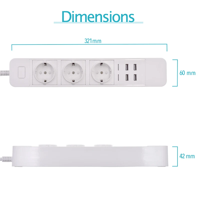 สมาร์ท Wifi Power Strip 3 EU ปลั๊ก4 USB ชาร์จพอร์ตจับเวลาเสียง App Control ทำงานร่วมกับ Alexa google Home Assistant