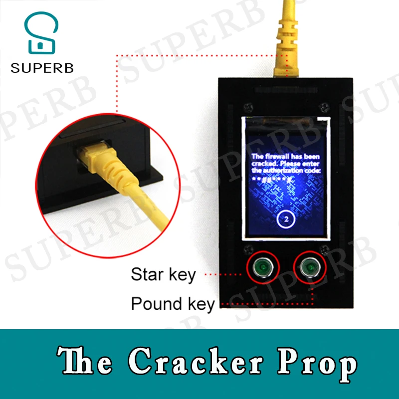 Escape game cracker prop smart screen to unlock find find a cable and connect the cracker to unlock real life escape room prop