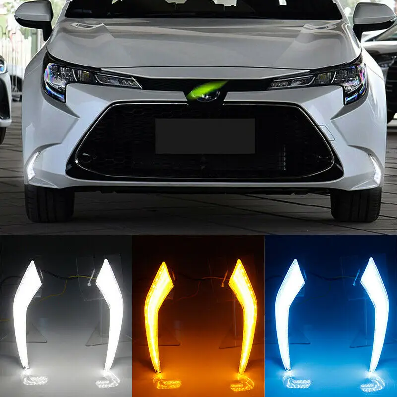 

OKEEN 2pcs Car LED Daytime Running Light For Toyota Corolla L/LE/XLE US 2019 2020 Day Light Flowing Turn Signal Light Fog Lamps