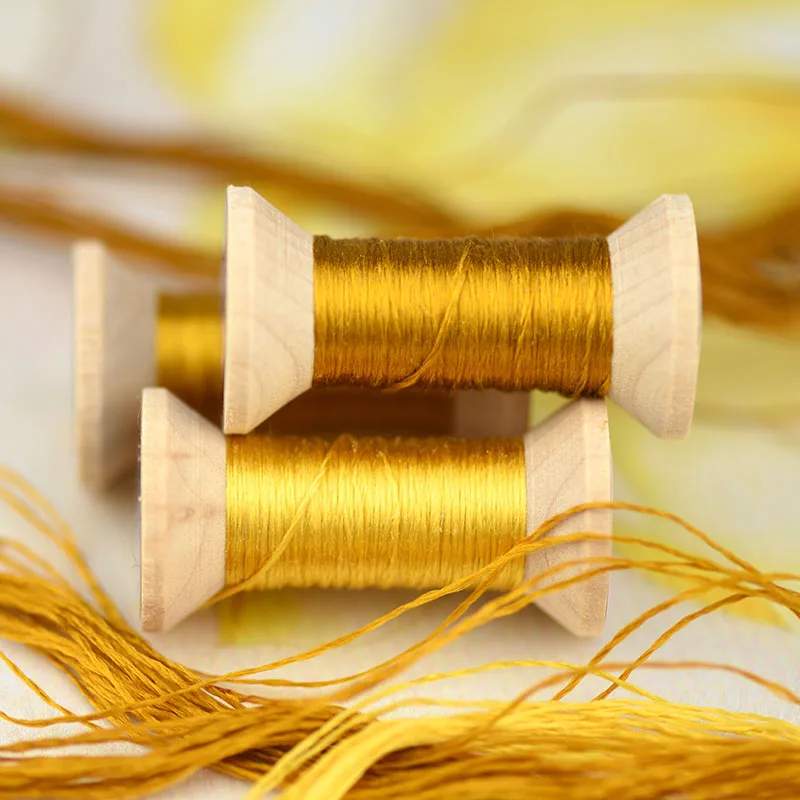 gold yellow thread /20 meters silk thread/decorative hand embroidery/mini spool/embroidery line