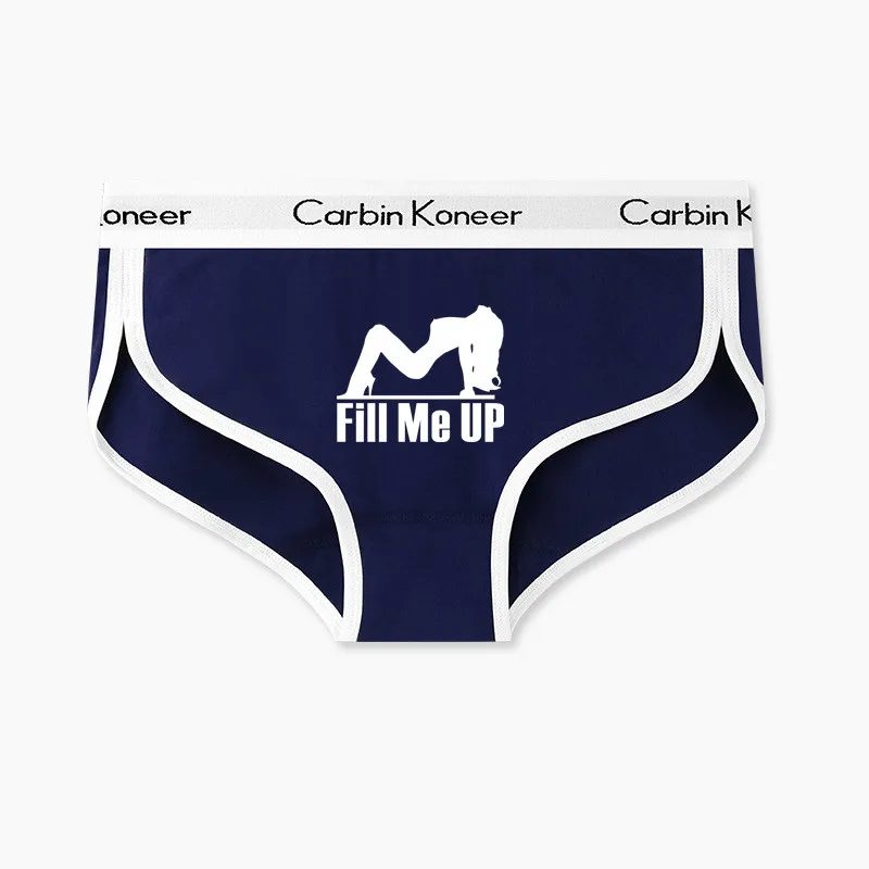 Fill Me Up New Brand Funny Print Briefs for Women Sexy Cotton Sports Underwear Lady Girl Panties Underpant for Female