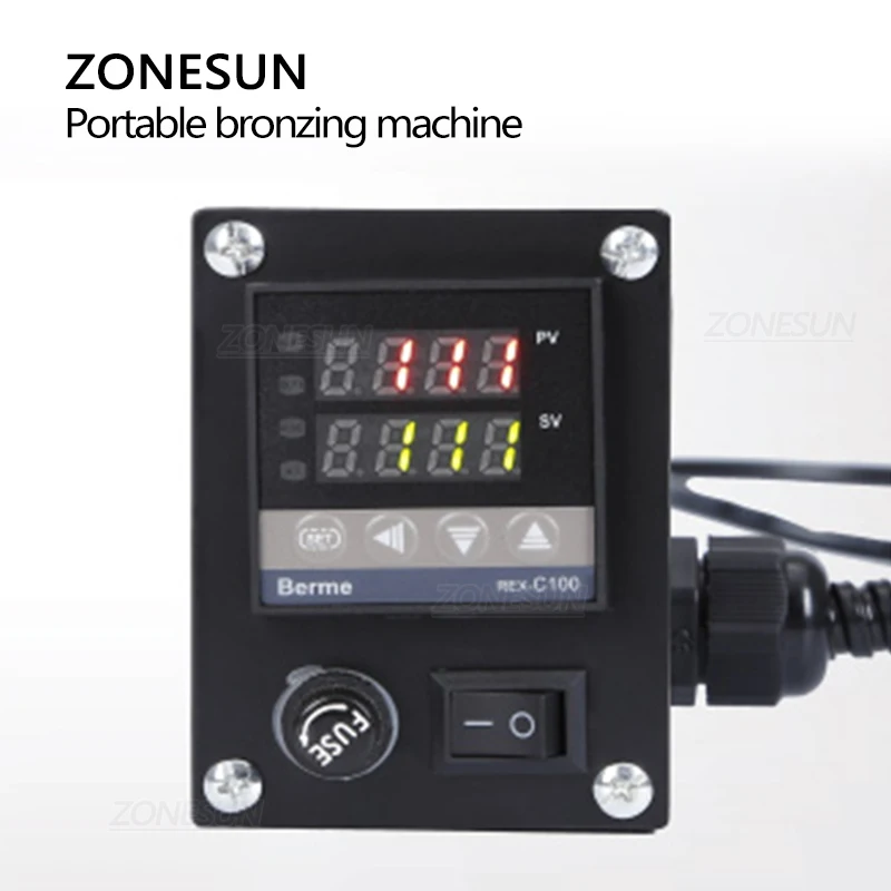 ZONESUN Portable Manual Leather Bread Paper Card Hot Stamping Embossing Machine Branding Iron With Adjustable Temperature