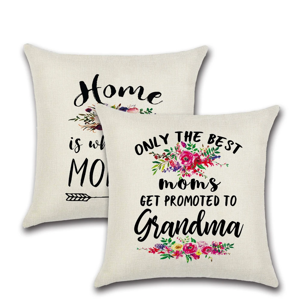 Pillow Case Letter Proverbs Mothers' Day Decoration Cushion Cover Best Mom Bouquet colorful Pillow Cover Home Decor 45*45cm