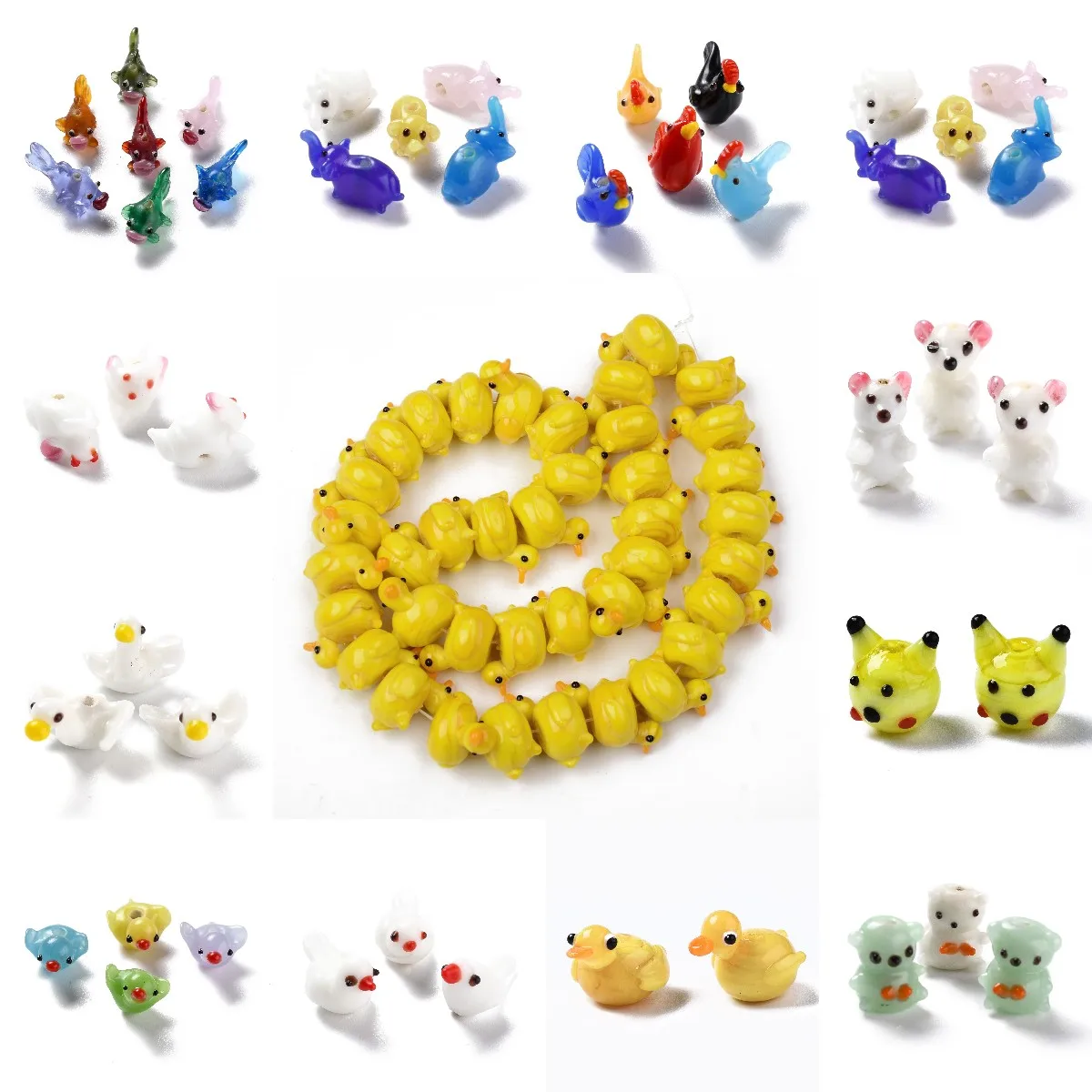 

New Duck Dog Cute Animal Handmade Lampwork Beads Loose Bead Charms For Earring Bracelet Necklace DIY Jewelry Making Findings