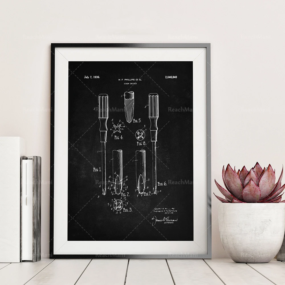 Tool Patent Print, DIY Tool Posters, Mancave Art, Workshop Poster, Screwdriver Patent, Wrench Poster, Vice Patent, Hammer Poster