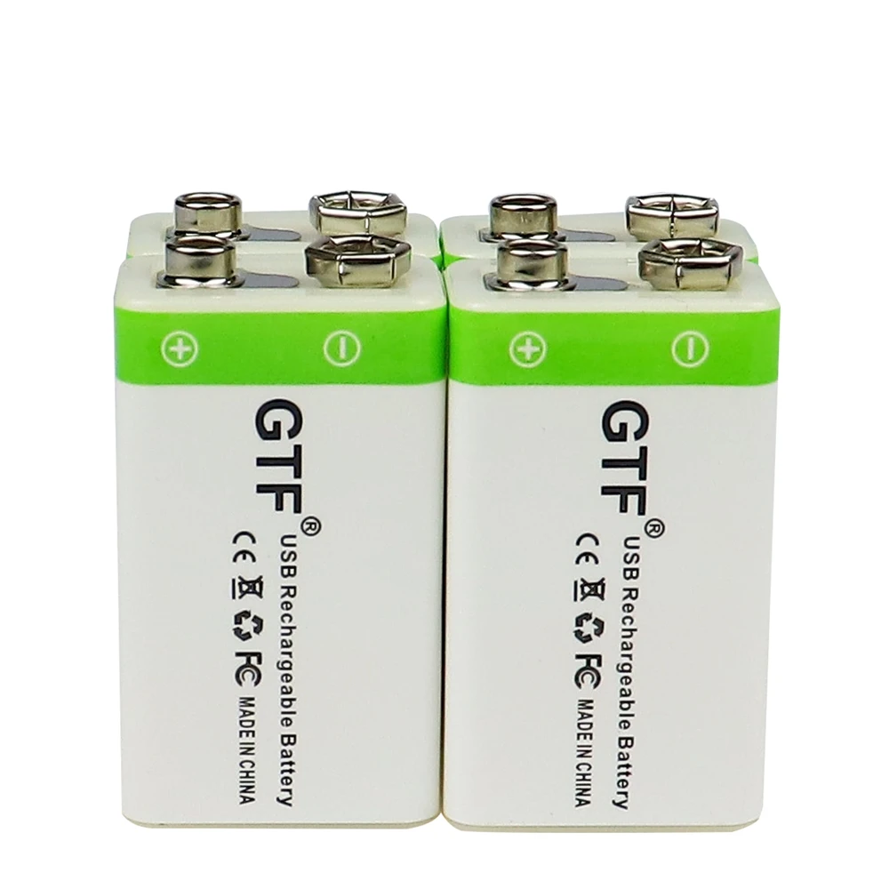 GTF 9V 500mAh litowo akumulator na USB 9V litowo-jonowy kwadratowy akumulator do zabawki pilot KTV multimetr mikrofon