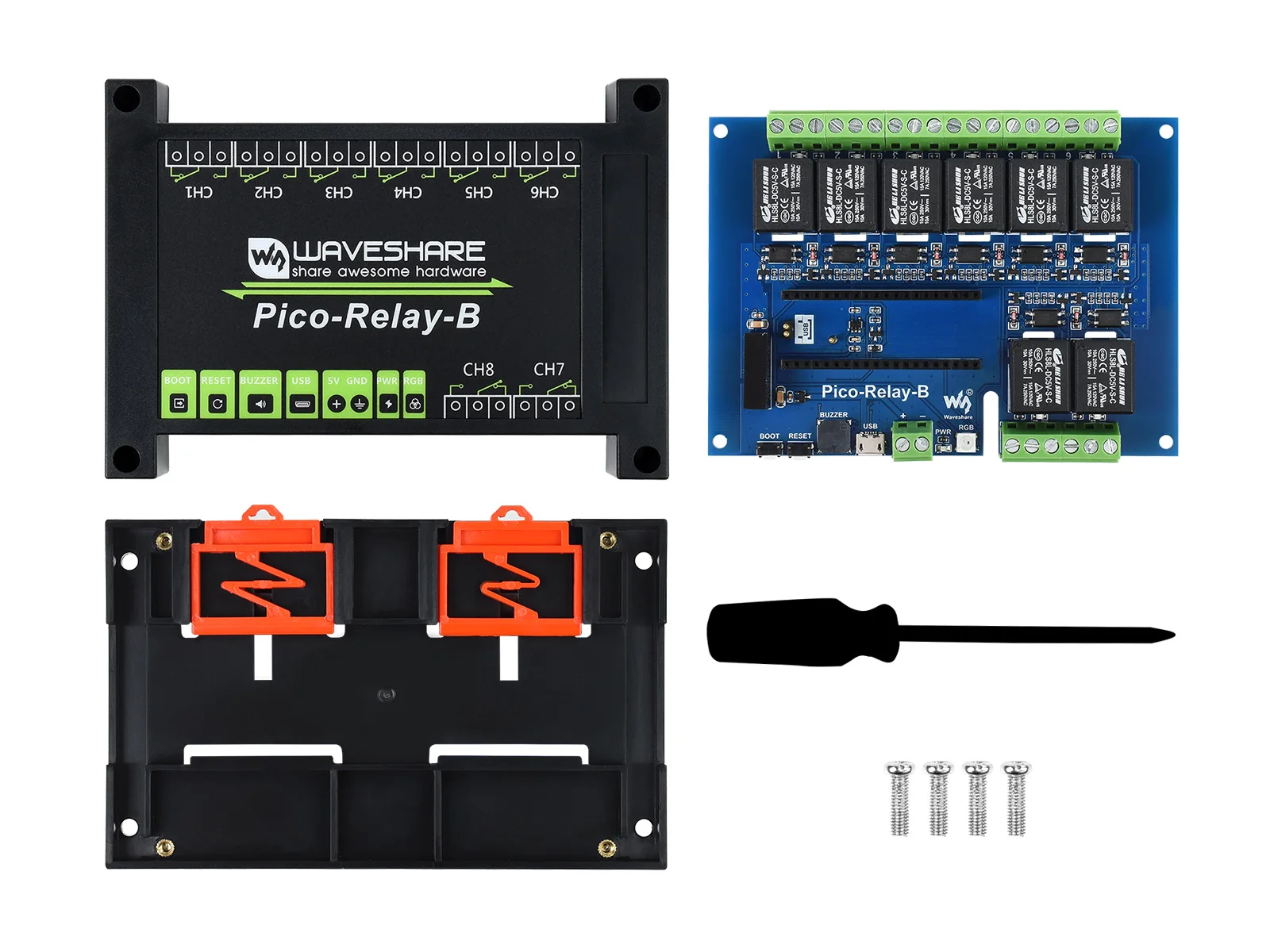 

Waveshare Industrial 8-Channel Relay Module For Raspberry Pi Pico, Power Supply Isolation, Photocoupler Isolation