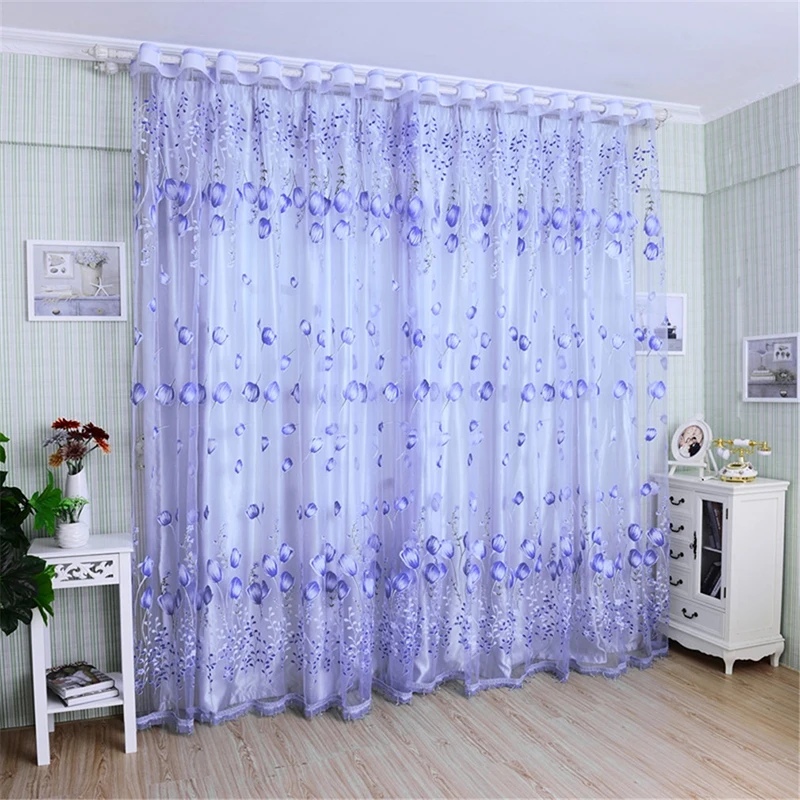 1Pc/Pair Modern Tulip Window Screen Living Room Bedroom Door Kitchen Drape Curtain Home Decoration Supplies