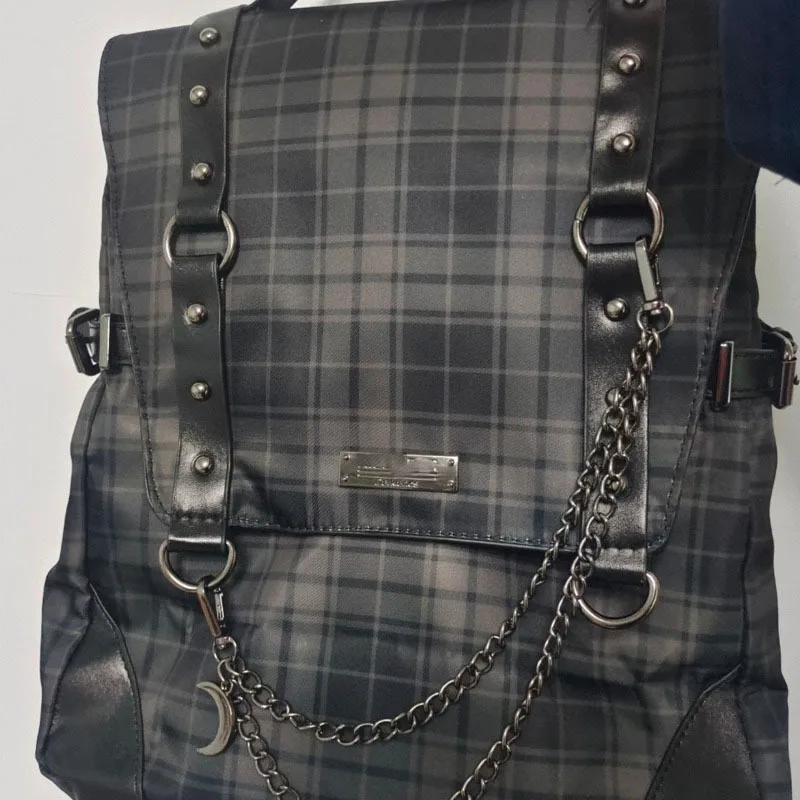 2023 Plaid Gothic Punk Rock  Backpack Women Techwear Goth Gothic Sac A Dos Mochilas School Bags For Teenage Girls Bagpack