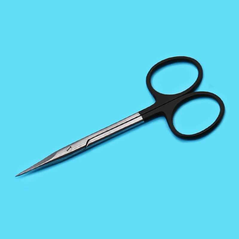 Black handle scissors double eyelid instrument tool stainless steel straight bend scissors