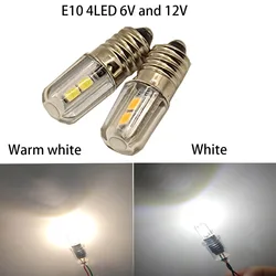 Ampoule LED E10 6V 12V, lampe de travail, blanc chaud pour torche, lampe de poche, sauna, vélo à moteur, 2 pièces