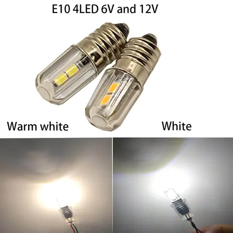 E10 12V LED Bulb 2PCS 6V 12V E10 LED Bulb Lamp Warm whtie and White