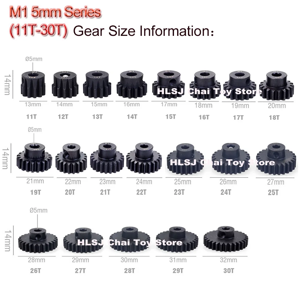 Rcカー用メタルモーターギア、ブラシカーパーツ、m0.6、32dp、m1、5mm、11t-30t、1/8 rc、5mm、セットあたり3個