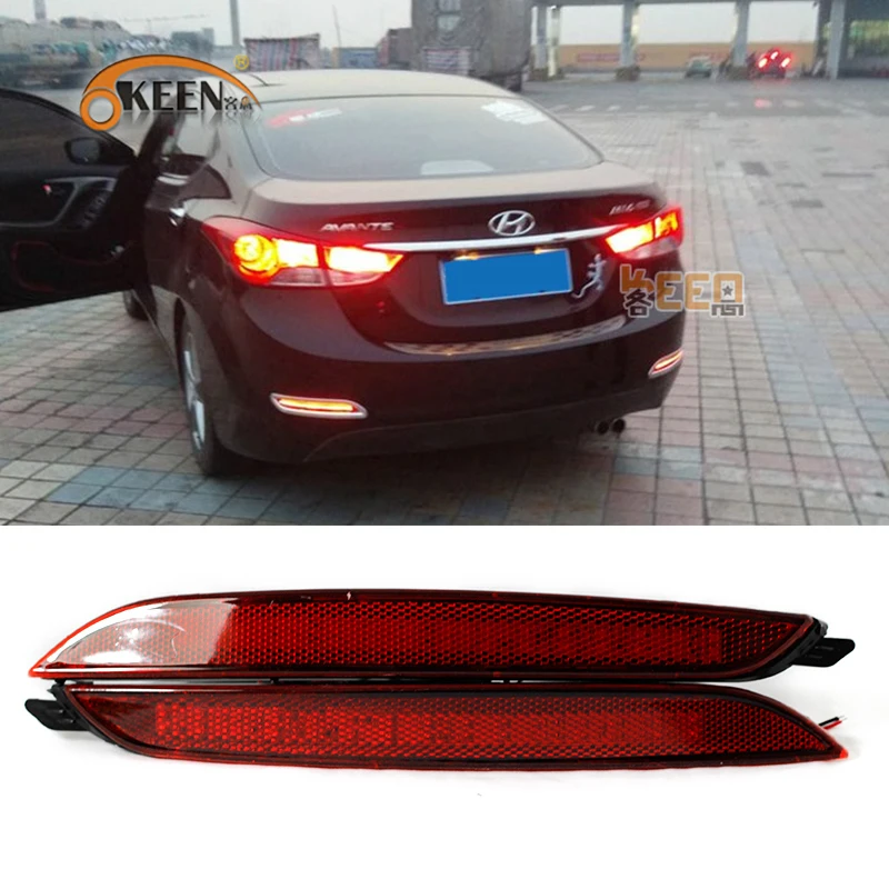 

2pcs LED Rear Bumper Reflector Light For Hyundai Elantra MD Avante 2012 2013 2014 Tail Brake Stop Light 12V Red Color 5W