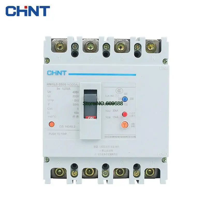 

CHNT NM1LE 50A 63A 80A 100A 125A 4P Leakage Moulded Case Circuit Breaker Air Switch Leakage Protector CHINT NM1LE-125S/430