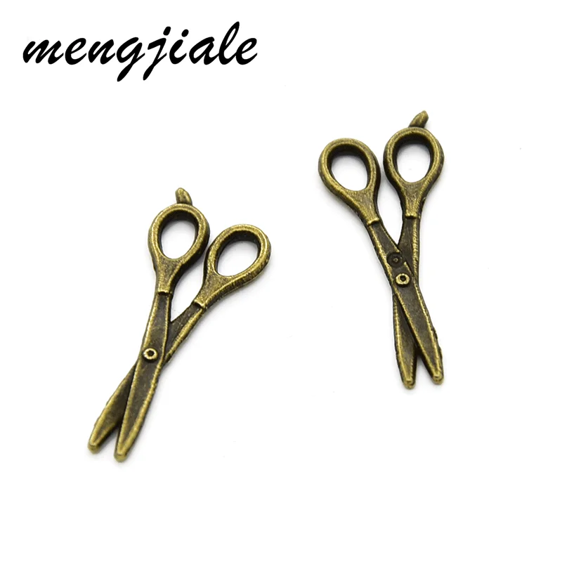40pcs Wholesale Three Color Scissors Charms Zinc Alloy Metal Sewing Pendants For DIY Handmade Jewelry Accessories Making 26*11mm