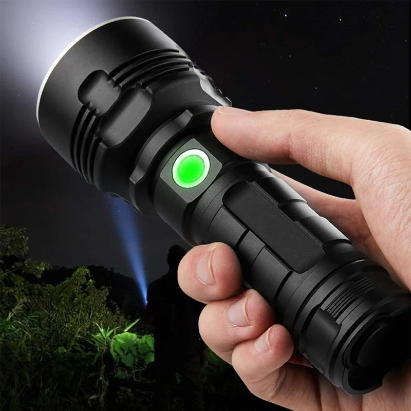 LED Flashlight High Lumens XLM-P70 Most Powerful USB No Battery Rechargeable Waterproof Ultra Bright Lantern Camping Hand Lamp