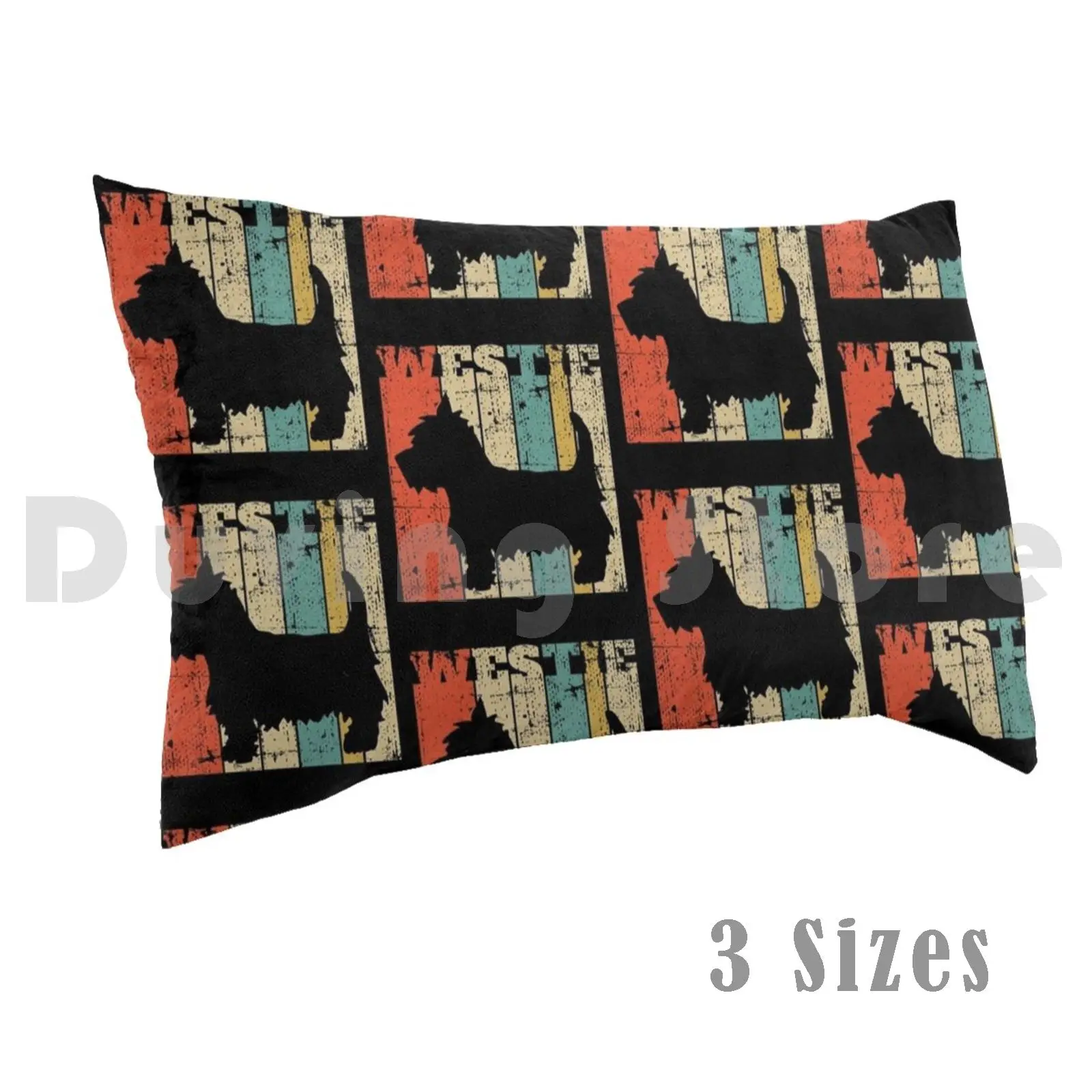 Retro Westie West Highland Terrier Vintage Pillow Case Printed 50x75 Westie Earthy Terrier Highland West