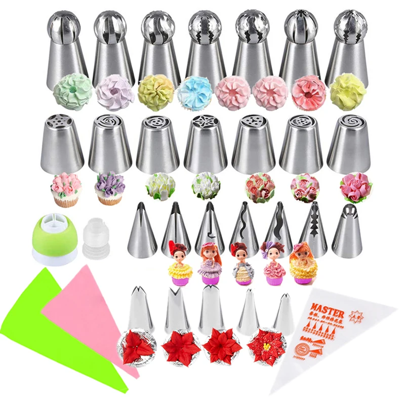 

Wedding Russian Torch Icing Piping Nozzles Stainless Steel Flower Cream Pastry Tips Nozzles Bag Cupcake Cake Decorating Tools