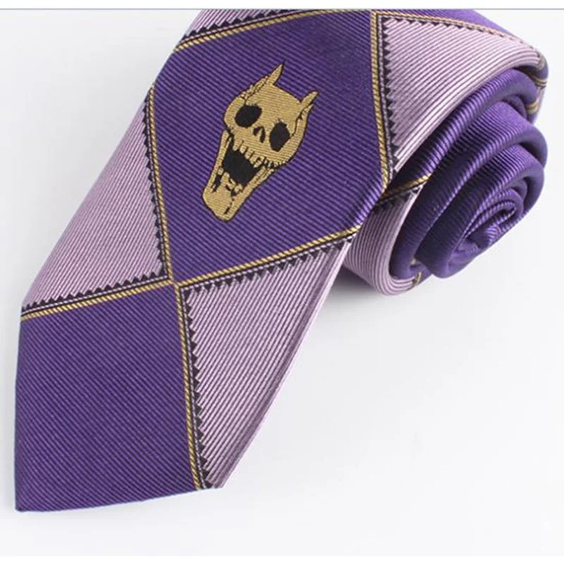 JoJo Bizarre Adventure Cosplay czaszka KILLER QUEEN Kira Yoshikage krawat japońskie Anime dla dorosłych krawat poliestrowy kobiety mężczyźni