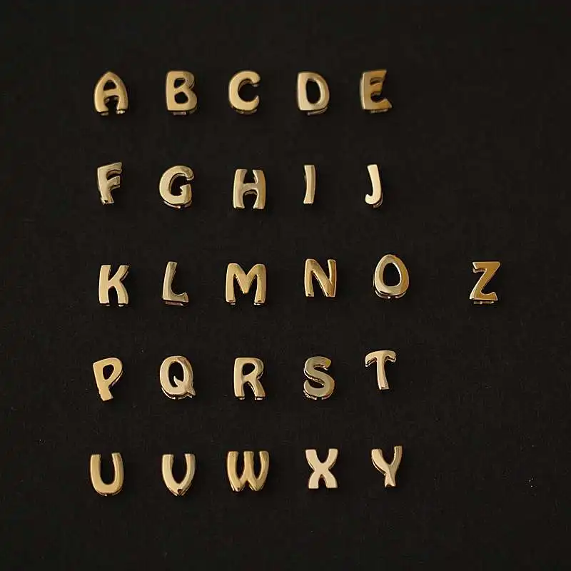 Solid 14K Yellow Gold Pendant Letter Initial for DIY Name Necklace Alphabet from A to Z P0001