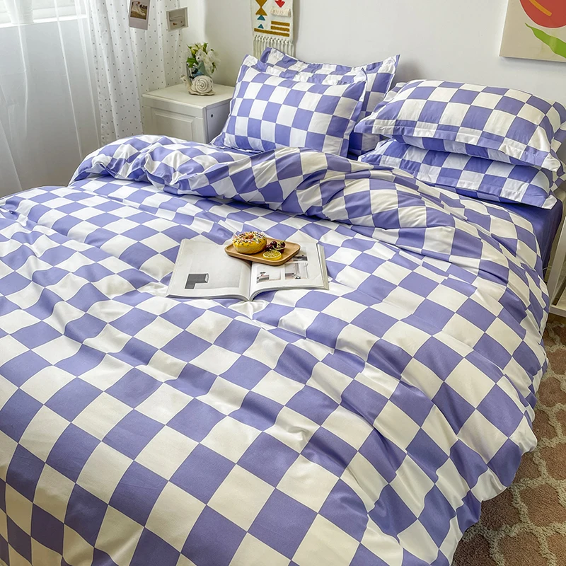 Imagem -06 - Checkerboard Consolador Jogo da Cama Folha Conjunto de Capa Edredon Conjunto King Size Rainha Tamanho Consolador Conjuntos Quarto Luxo